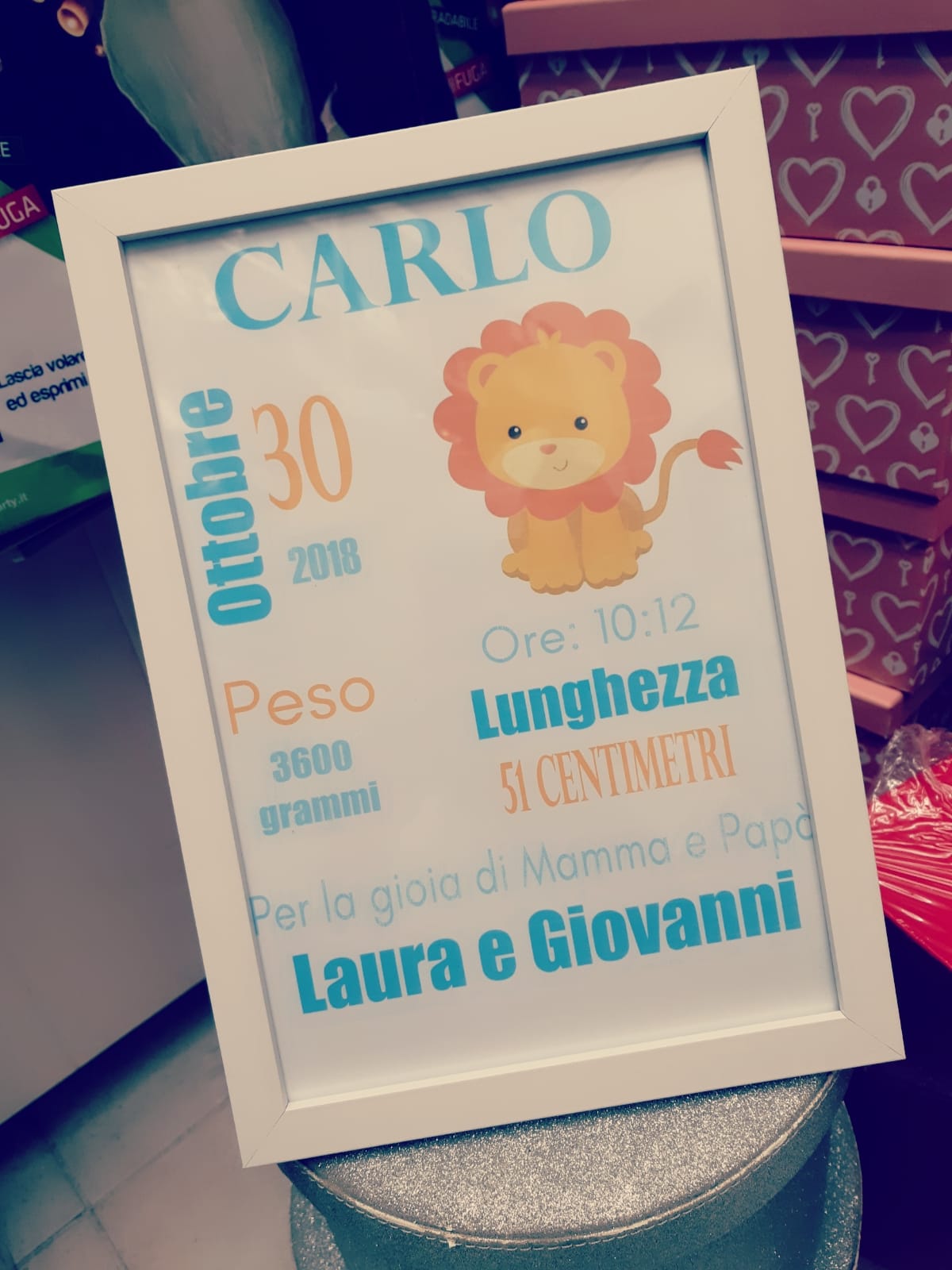 Quadretto Nascita tema Leoncino – Party Chic