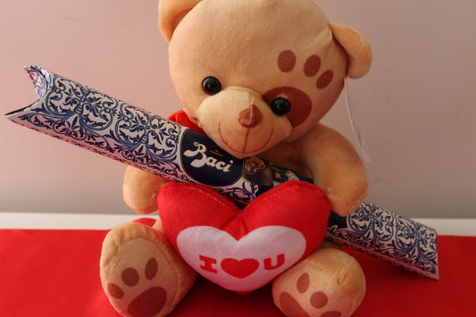 Peluche Orsacchiotto I Love You 22cm con Tubo Baci Perugina